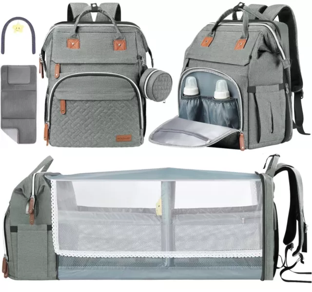 DERJUNSTAR Diaper bag Backpack Baby Bags Portable Bassinet