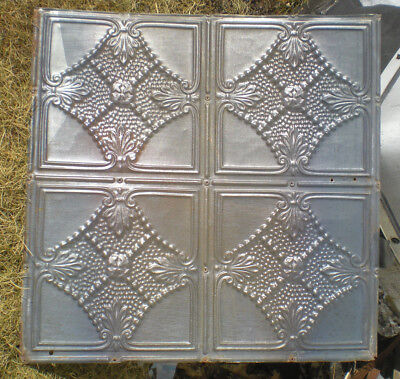 24"x24" Antique Victorian Ceiling Tin Tile Chic Beaded Lace Cottage Fleur De Li