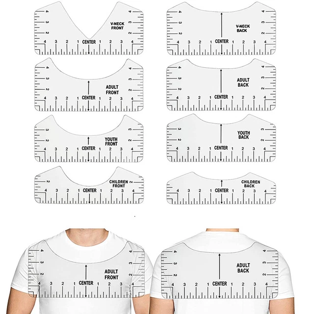 Measurement Alignment Guide 8 PCS T-SHIRT Ruler Guide V Neck Alignment Tool To Center Designs ...