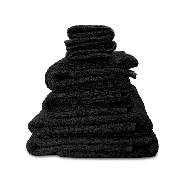 6er Handtuch Set schwarz 2x Duschtuch 2x Handtücher 2x Gästetuch 100% Baumwolle