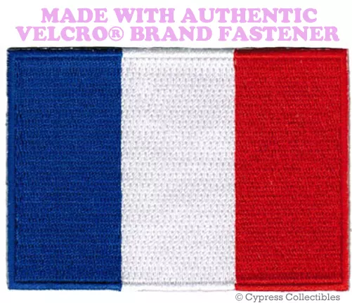 FRANCE FLAG PATCH FRENCH EMBROIDERED EMBROIDERED PARIS w/ VELCRO® Brand Fastener