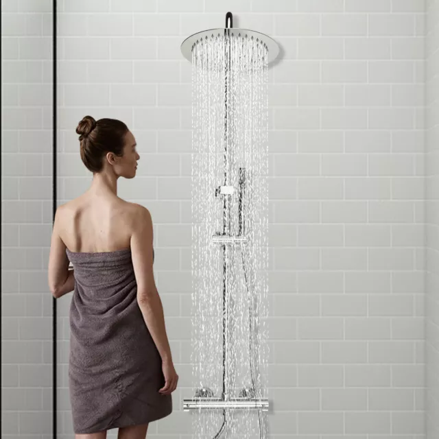 gotonovo Juego de grifos de ducha de acero inoxidable SUS304 plateado  montaje en pared Sistema de ducha de triple función 8 pulgadas cabezal de  ducha