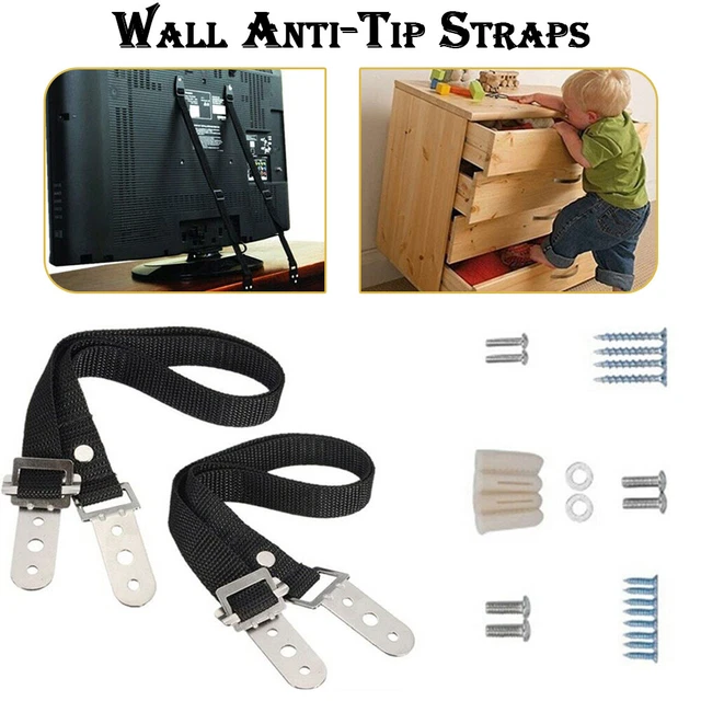2Piece TVs Baby Locks Protection Safety Belt Flat Screen Straps Furniture Safety