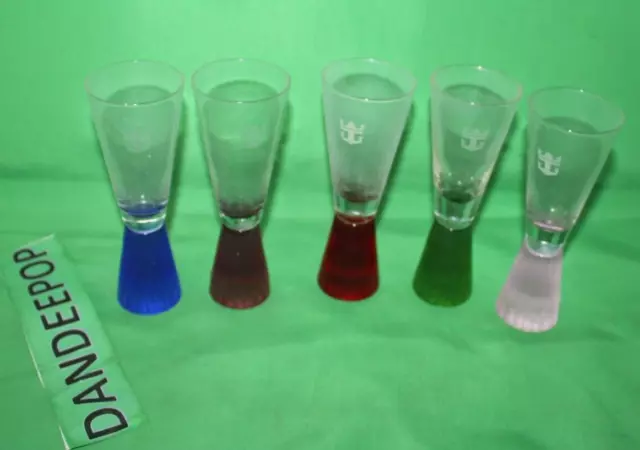 Royal Caribbean Cruise Line 5 Piece Crystal Base Shot Liquor Glasses Drinkware