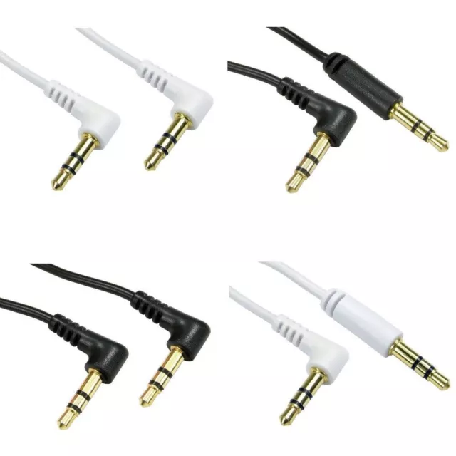 Right Angled Aux Headphone Cable Audio Lead 3.5mm Jack Male to Male For PC Car