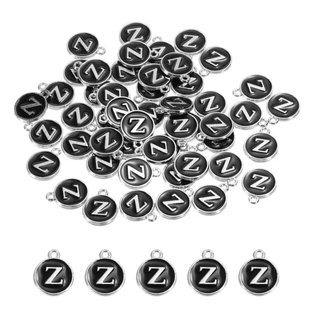 Alphabet Z Enamel Letter Charm Enamel Initial Charm Black 50 Pcs