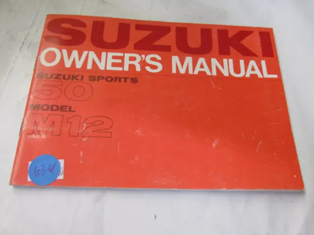 Genuine OEM Suzuki Sports 50 Model M12 Motorcycle Owners Manual