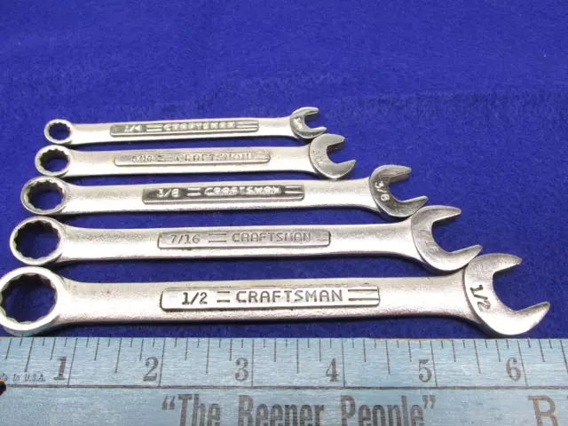 5 Vintage Craftsman 12pt Combination Wrench Set Lot -VV- 1/4 5/16 3/8 7/16 1/2"