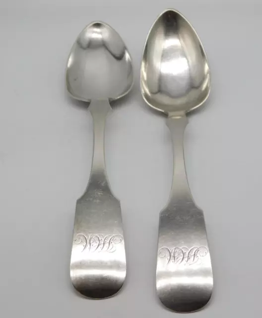 Lot Of Two Antique Delaware Coin Silver H.j. Pepper Table Serving Spoons "Ihm"