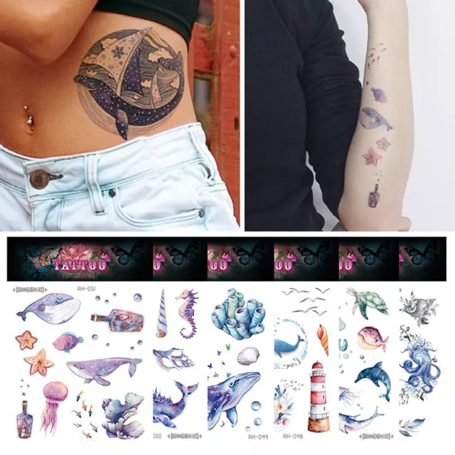 Tatuaje Temporal Pegatinas Marina Serie Falso Para Niño de Niña Dibujos Infa <
