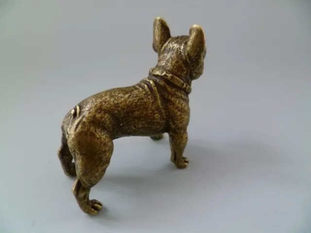 Collectible Rare Handwork Old Copper Antique Lifelike French Bulldog Statue 3