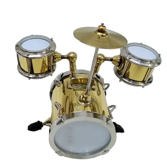 Set Drum Model Set 8*6cm Drum Set Golden Instrument Model Miniature Drum Models