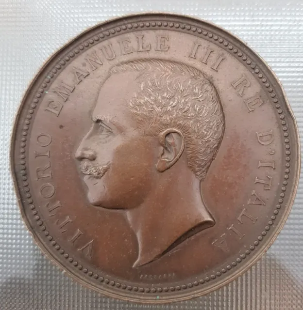 ITALIA Vittorio Emmanuele III grande médaille Bronze Industrie Commerce 48mm