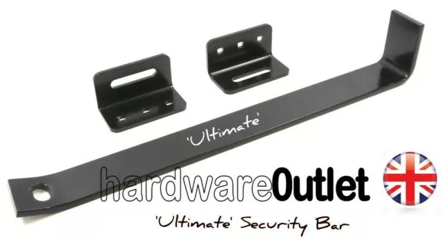 BLACK ULTIMATE Door SECURITY BAR 50 x 8mm Steel 70mm Ø Stainless PADLOCK 2