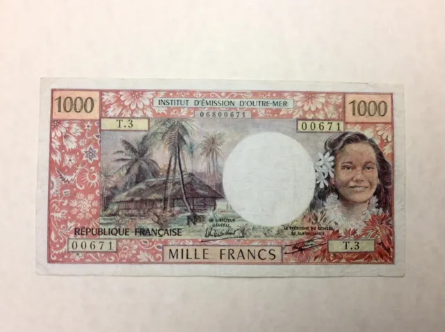 ~ Tahiti 1000 Francs ND 1982 P 27 Roland-Billecart, Theron