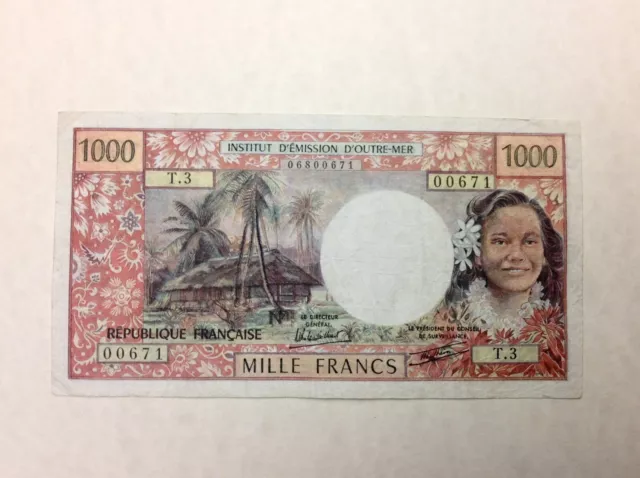 ~ Tahiti 1000 Francs ND 1982 P 27 Roland-Billecart, Theron