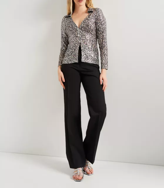 GONNA A MATITA bodycon stampa animale leopardo nera beige