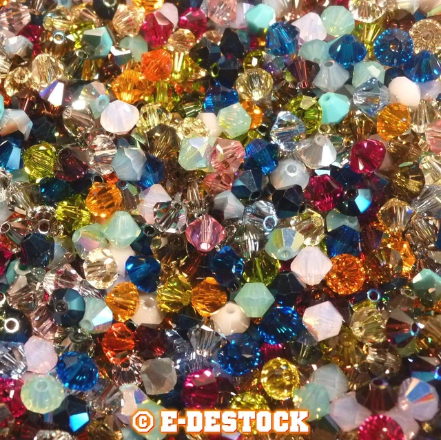 lot de 50 Perles Toupies 4mm Cristal Swarovski - MULTICOLORE / creation bijoux