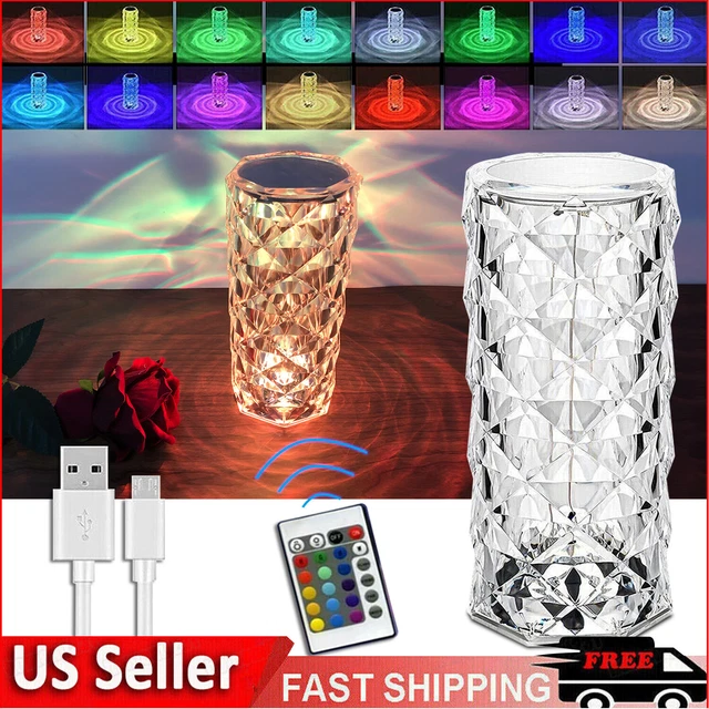 LED Crystal Table Lamp Diamond Rose Night Light Touch Atmosphere Bedside Bar USA LED Crystal Table Lamp Diamond Rose Night Light Touch Atmosphere Bedside Bar USA