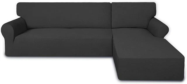 Super Stretch Sectional Couch Covers - 2 Pcs Spandex Non Slip Sofa Covers with E