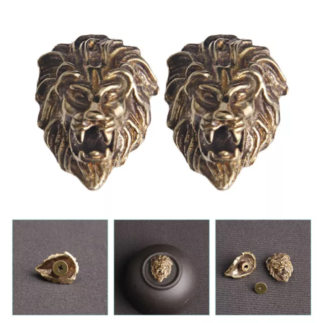 2 Pcs Small Buttons Lion Head Animal Sewing for Jeans Wallet