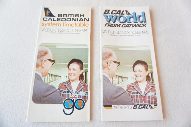 1976 British Caledonian Airline Aviation Timetable Schedule Horaire x2