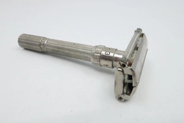 Vintage 1965 Gillette Slim Adjustable 1-9 DE TTO Safety Razor Date Code K-2