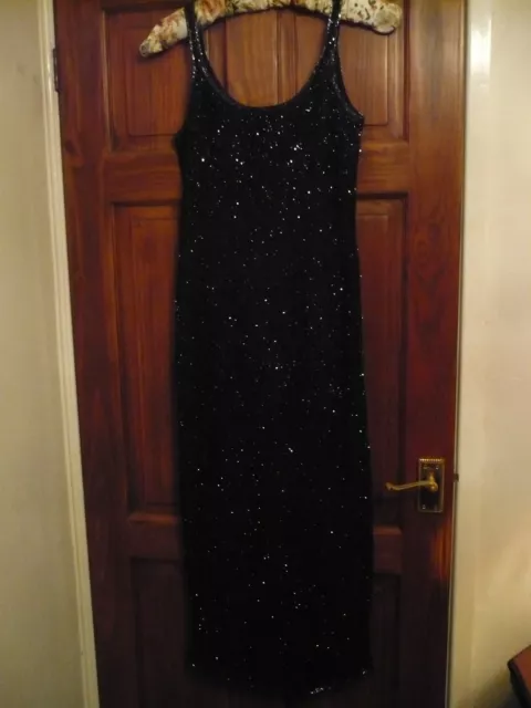 WALLIS HEAVILY BEADED LONG EVENING DRESS / GOWN size 10 BNEW