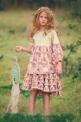 NWT Sz 7/8 Paper Wings Girls Sateen Fairy Smocked Top & Frilled Skirt Set