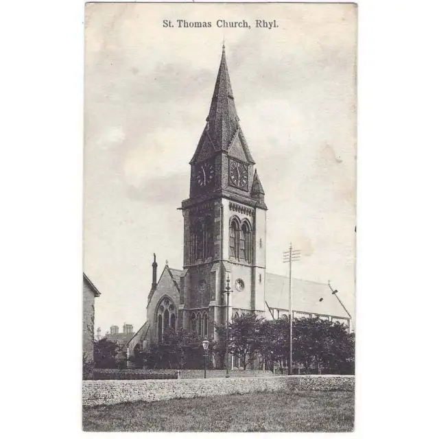 RHYL St Thomas Church, Old Postcard by WHS, Aldwych Series Postally Used 1908