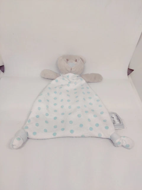 doudou plat ours gris bleu blanc pois MES PETITS CAILLOUX