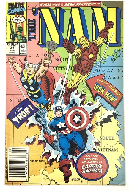 The 'Nam #41 Newsstand Avengers Vietnam Marvel 1989 Romita Iron Man Thor America
