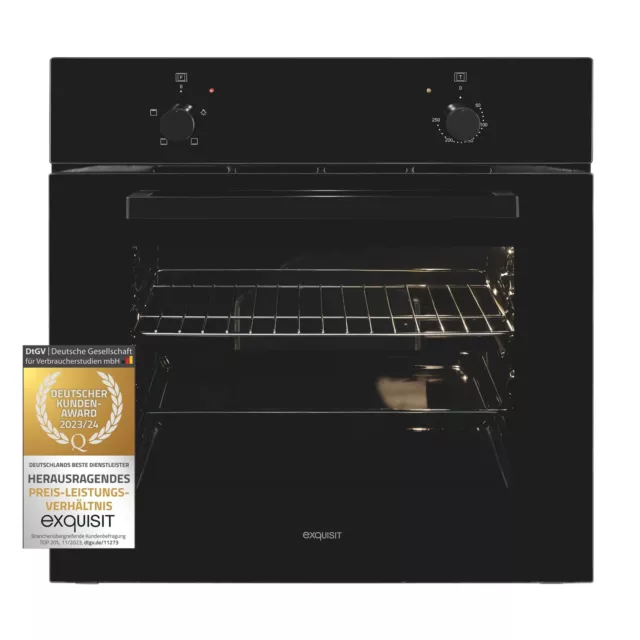 Exquisit Einbaubackofen EBE255-020 schwarz | EEK A | 59 l Garraum | 60 cm Breite