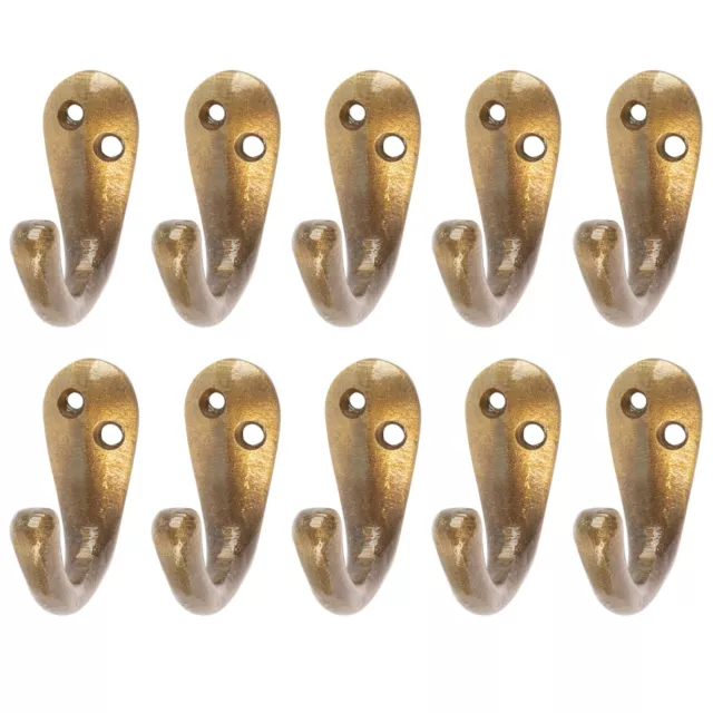 10x Single Robe Hook Cast Iron Antique Vintage Style Hooks W20mm x H45mm Brass