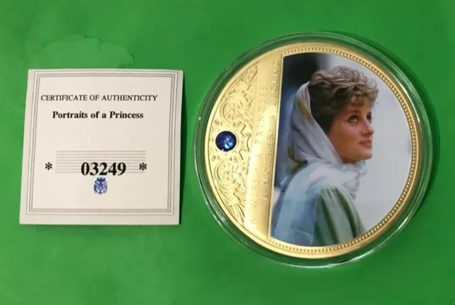Princesa Diana: Retratos de Una - Un Leyenda 70mm Chapado en Oro Prueba Moneda
