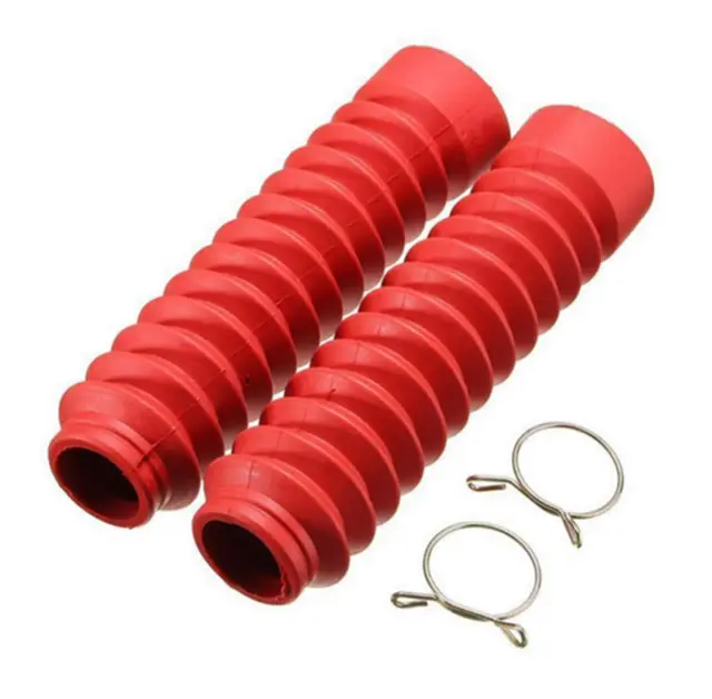 Motorcycle Front Fork Shock Absorber Dust Cover Gaiter Boots Kit Red Rubber 2Pcs