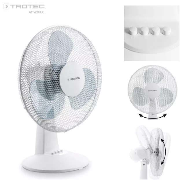 TROTEC Ventilator TVE 15 40 W/40cm Tischventilator Oszillation Luftkühler Lüfter