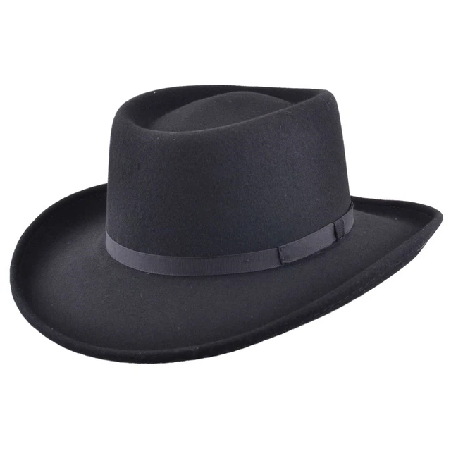 Chapeau Fedora Vintage Huckel Pour Homme En Feutre De Laine - Tour De Tête 55, Couleur Marine