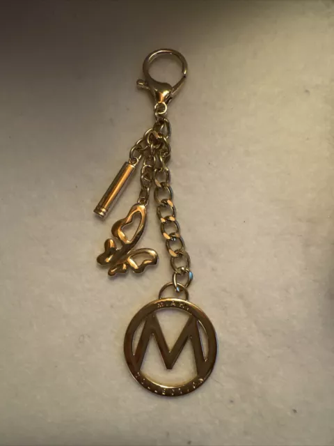 MIAK. Key Chain/Ring Fob Gold 3 Charm Butterfly