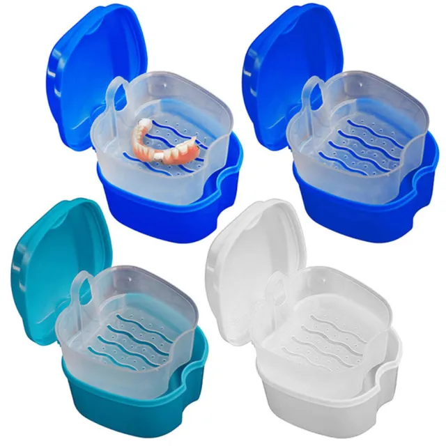 Denture Storage Box Case Cleaning Dental False Teeth Mesh Organizer Container