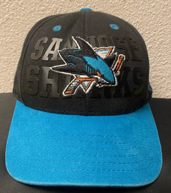 Vtg 90s Rare NHL San Jose Sharks Starter Big Script Snapback Hat Cap Block  Logo 
