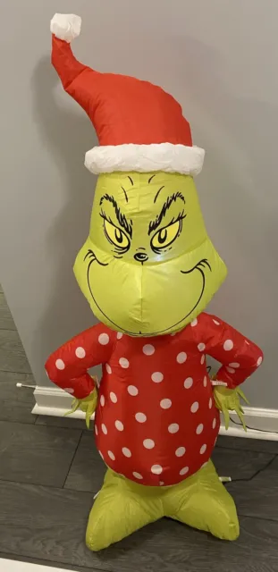 The Grinch Dr Seuss 4 FT Tall Airblown Christmas Inflatable LED Santa Gemmy