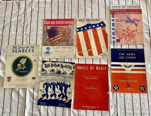 Lot Of 7 Vintage Sheet Music World War 2 WWII Wartime USA