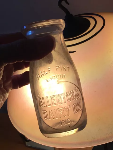 Old Allentown PA Milk Bottle Half Pint Allentown Dairy Company Advertising