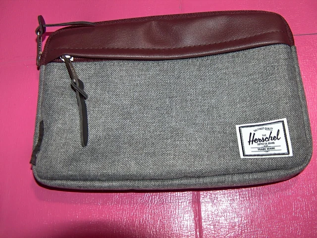 The Herschel Supply Co. Virgin Atlantic Pouch Bag Gray/Burgundy Unused MS$