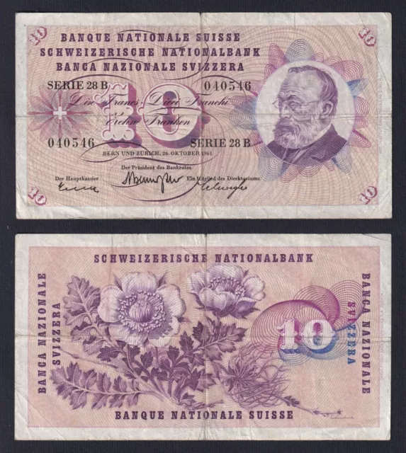 Suisse 10 Francs 1961 P 45g BB Vf- C-07