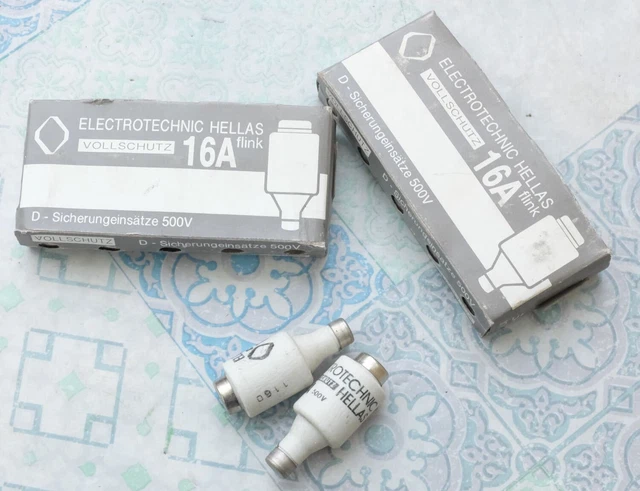 10x Electrotechnic Hellas Fusible bouteille 16A 500V. Lot de 10