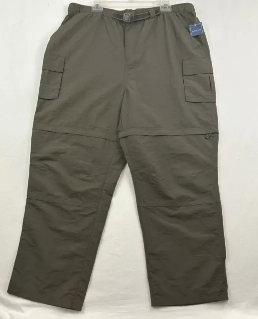 Lands End Womens Convertible Belted Hiking Pants Nylon Size XL Olive Green NWT