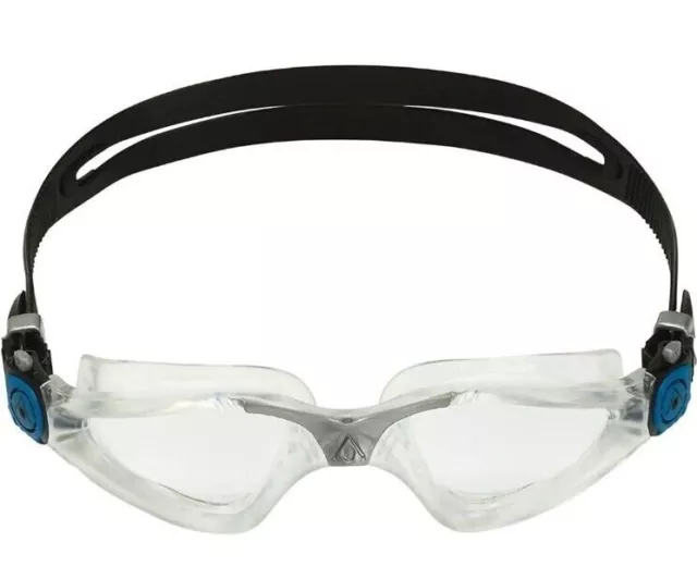 AQUA SPHERE Kayenne Mens Swimming Goggles - Black Strap, Clear Lens.