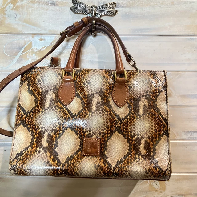 Dooney Bourke Janine Python Snake Print Leather Mini Tote Satchel Bag.